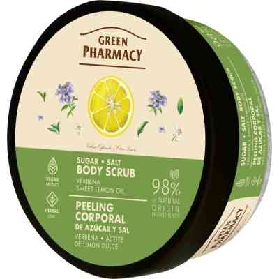 Скраб для тіла Green Pharmacy Цукрово-сольовий Вербена та олія солодкого лимону 200 мл (4823015945410) Вінниця