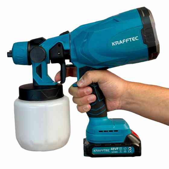 Краскораспылитель компресор Krafftec 48V/2Ah, 600 W, 800 мл, Краскораспылитель с ременем для переноски KG-43 Львов
