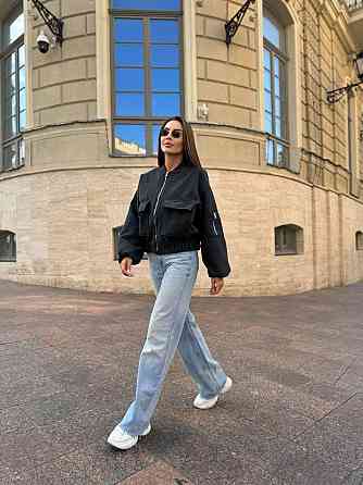 Жіночий стильний бомбер на блискавці кашемір + підкладка Графіт, 46/48 Одеса