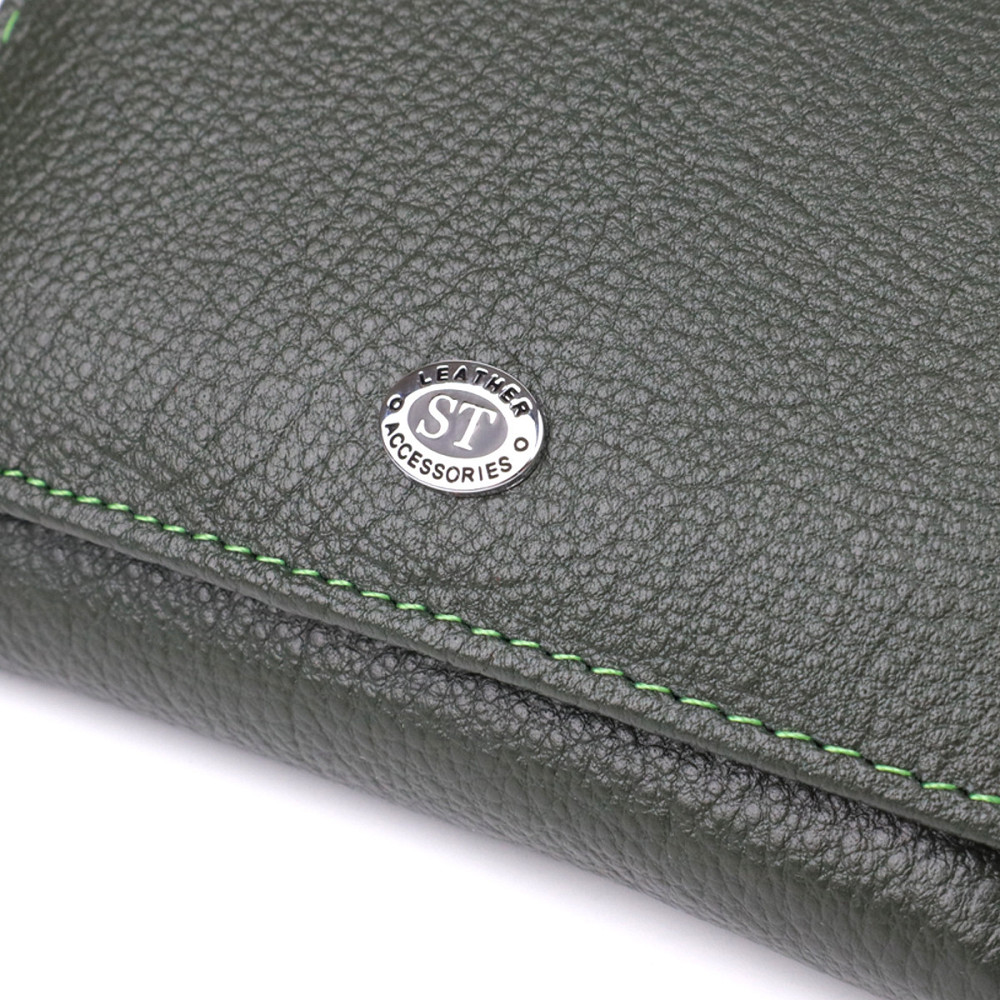 Жіночий гаманець компактного розміру з натуральної шкіри ST Leather 23072 Зелений Київ - фото 5