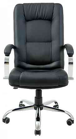 Офісне Крісло Керівника Richman Alberto Шкіра Lux Хром М1 Tilt Чорний Дніпро