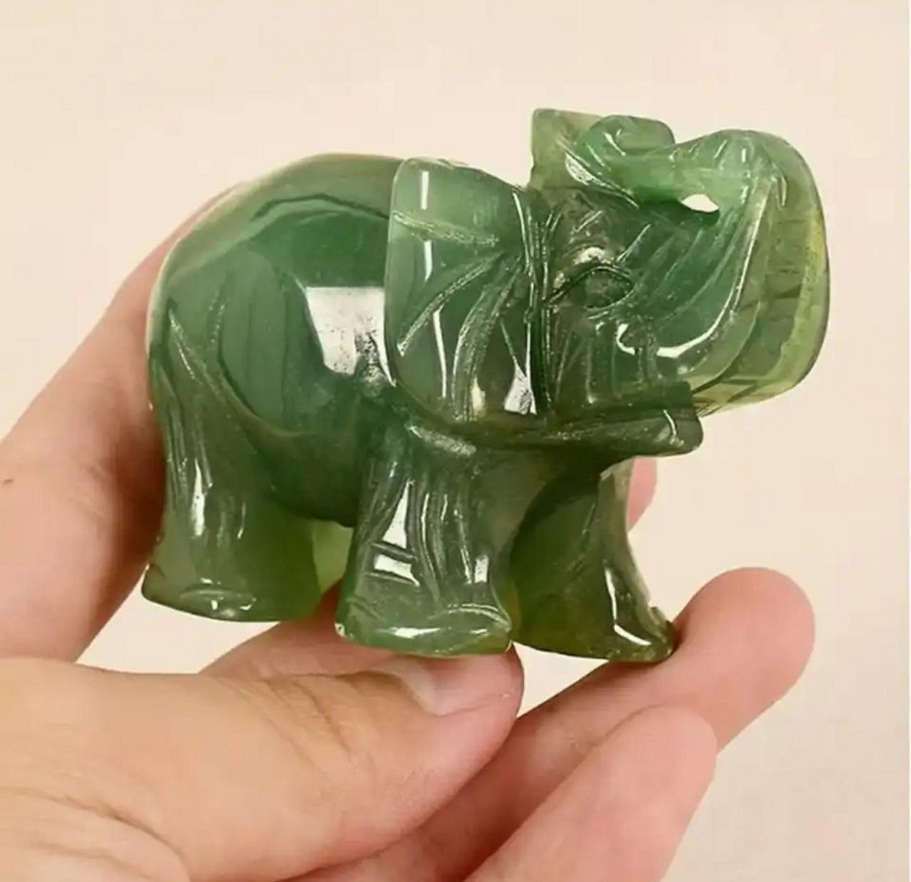 Фигурка хрустального слона из натурального камня зеленого авантюрина 34 мм. Киев - изображение 2