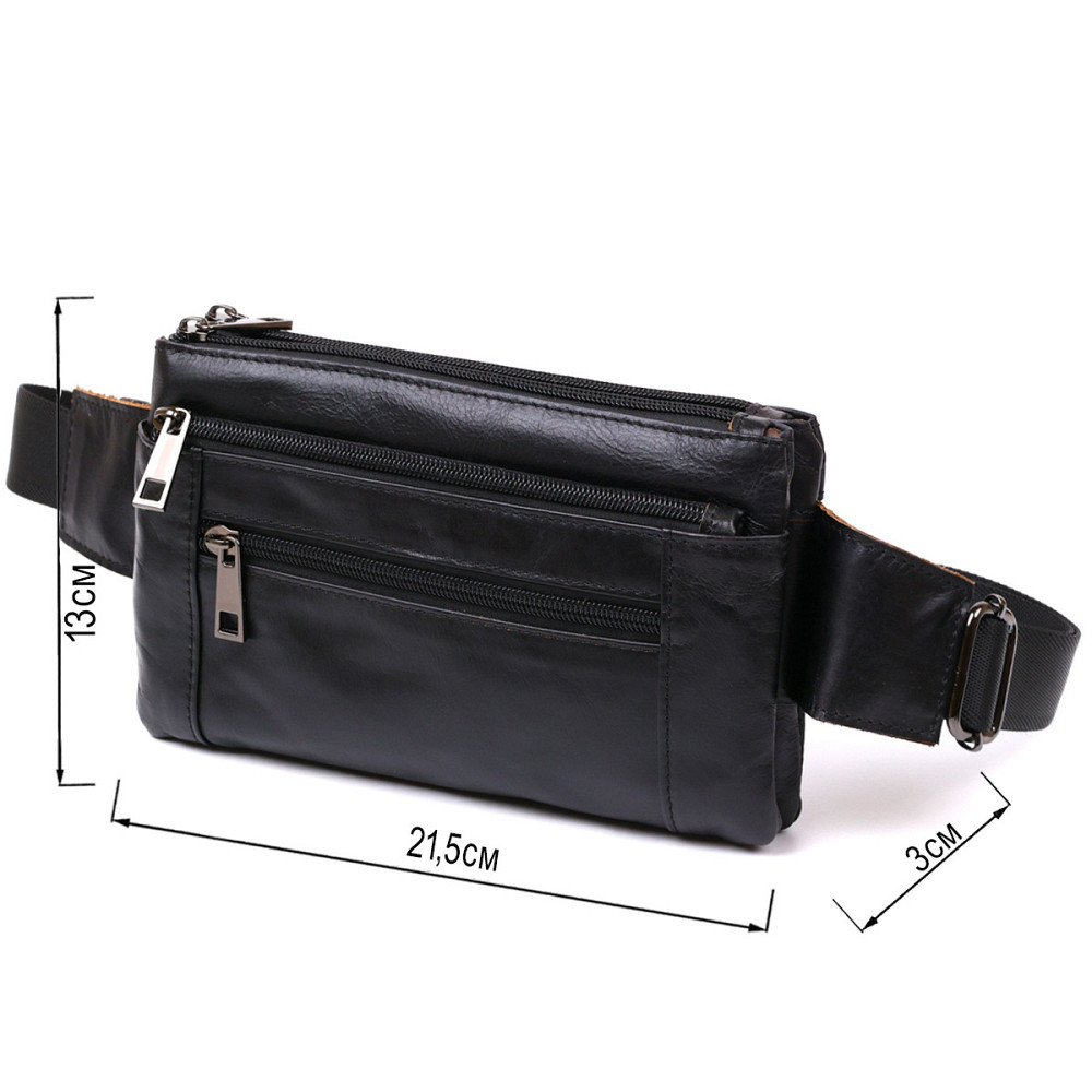 Чоловіча сумка на пояс із натуральної шкіри Vintage 20474 Чорний Київ - фото 3
