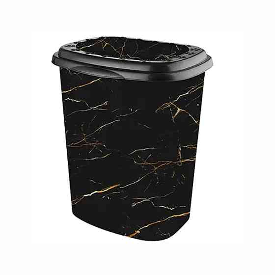 Корзина для белья пластиковая Элиф (Elif) Чёрный мрамор (Black marble). 38х44х53 Одесса