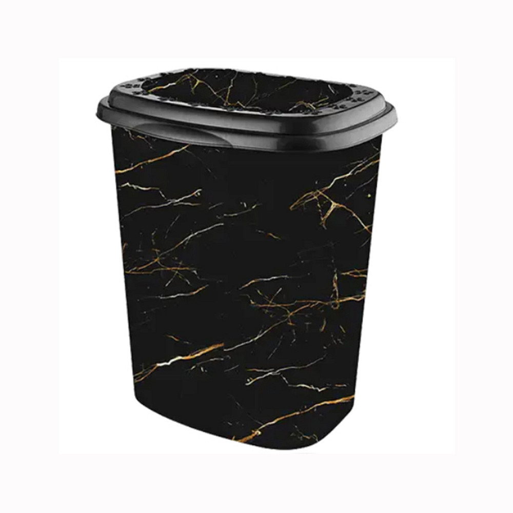 Корзина для белья пластиковая Элиф (Elif) Чёрный мрамор (Black marble). 38х44х53 Одесса - изображение 1