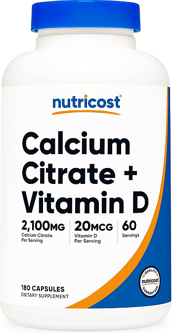 Кальция цитрат + витамин D Nutricost Calcium Citrate + Vitamin D, 180 Capsules Луцк - изображение 1