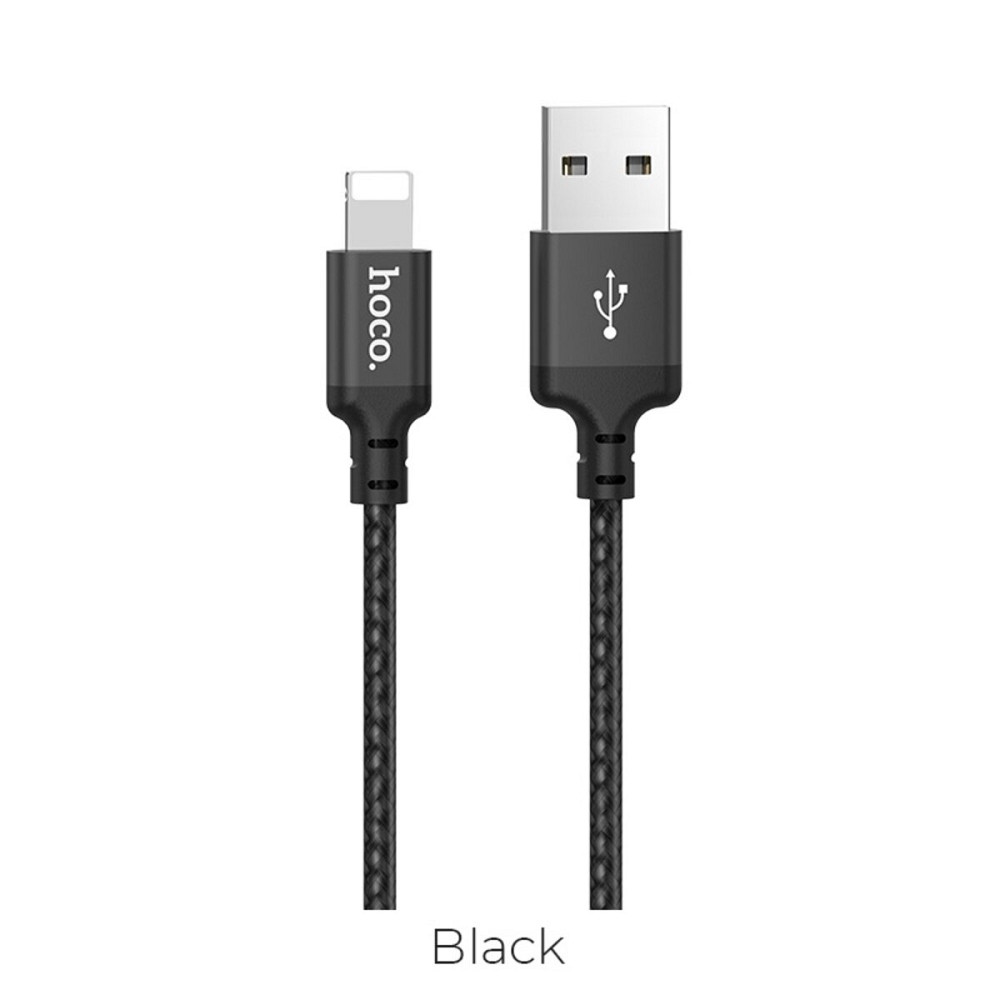 Кабель HOCO X14 USB to iP 2A, 1m, nylon, aluminum connectors, Black Киев - изображение 1