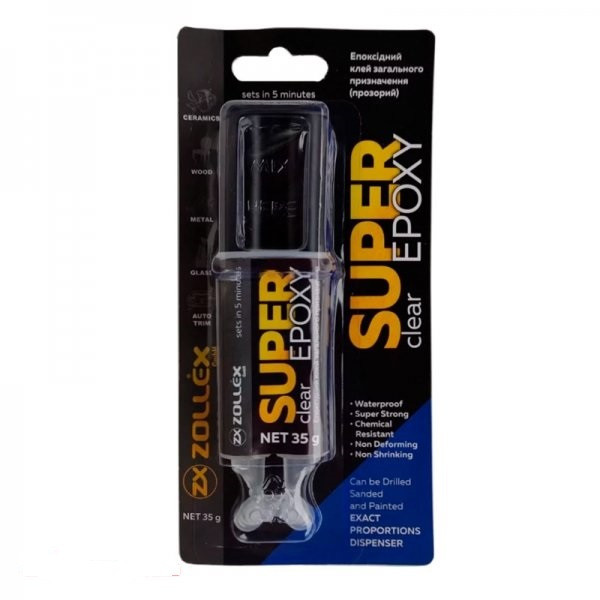 Клей Zollex Super Epoxy двокомпонентний епоксидний прозорий CL-300/15034 35г Полтава - фото 1