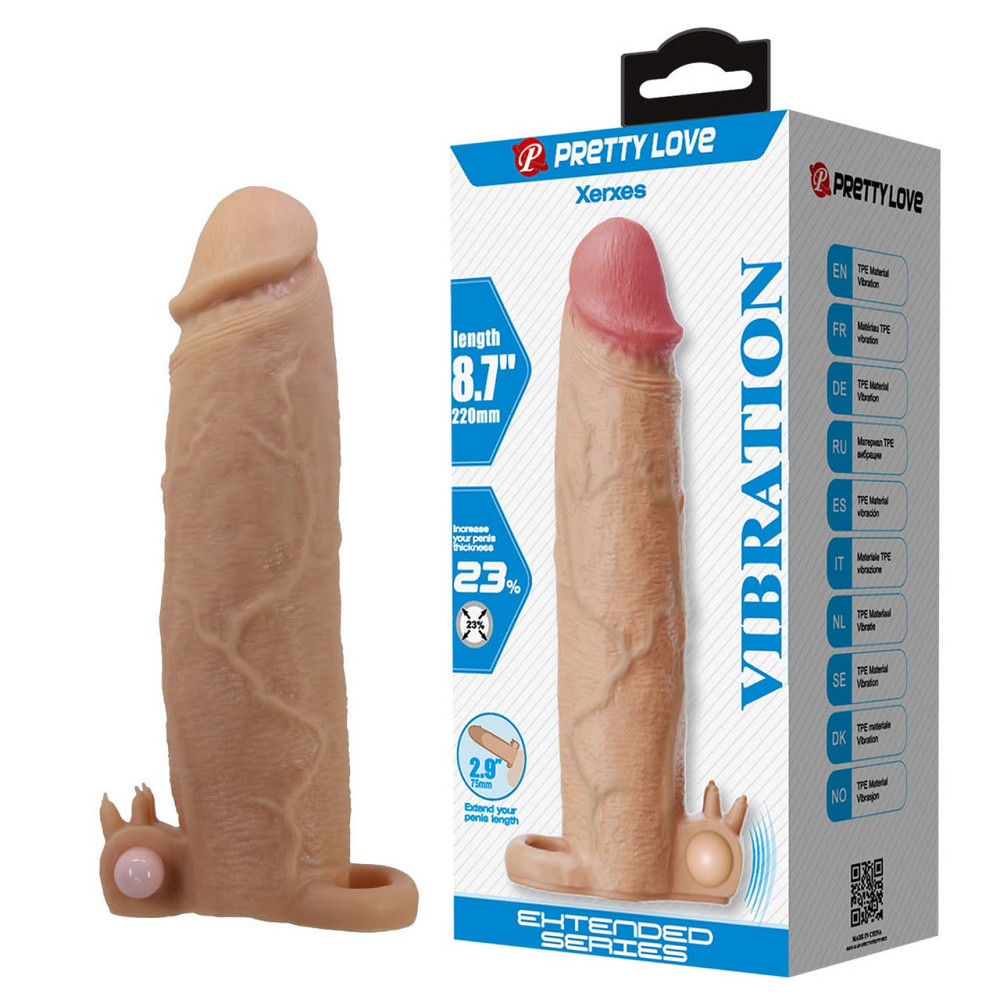 Насадка на пенис с вибро PRETTY LOVE-Xerxes – Penis Sleeve with Vibrating Ring, Flesh Color, 22 cm Sex Aura Киев - изображение 1
