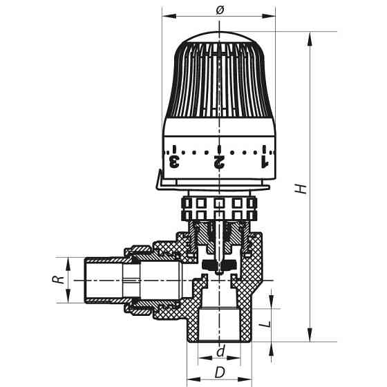Кран термостатичний з термоголовкою кутовий 25x3/4 PPR Koer K0154.PRO (KP0196) Київ
