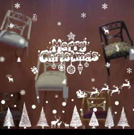 Наклейки новорічні на вікна з новим роком 90 на 60 см білий Київ