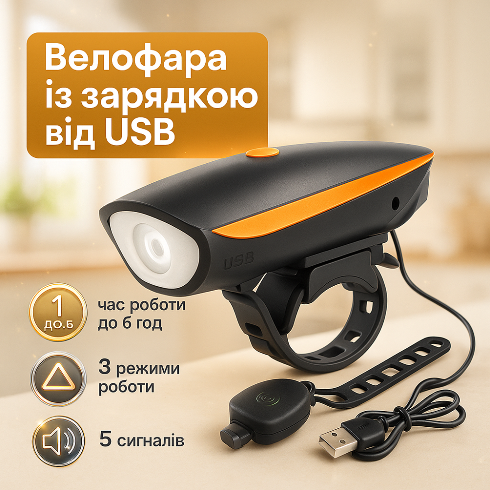 Фонарь для велосипеда с зарядным устройством 7588, Фара на руль велосипеда, Фару для электросамоката YK-87 Львов - изображение 5