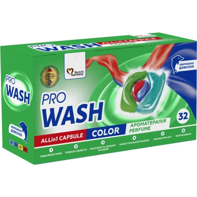 Капсулы для стирки Pro Wash All in 1 Color Ароматерапия 32 шт. (4262396144676) Винница - изображение 1