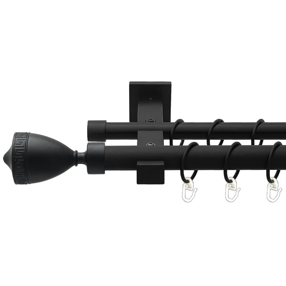 Карниз Orvit Афіна металевий дворядний техно гладка труба кільце металеве Чорний Оксамит 25\19 мм 200 см Львов - изображение 1