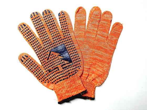 Строительные перчатки рабочие хлопок оранжевая с пвх покрытием Павлоград