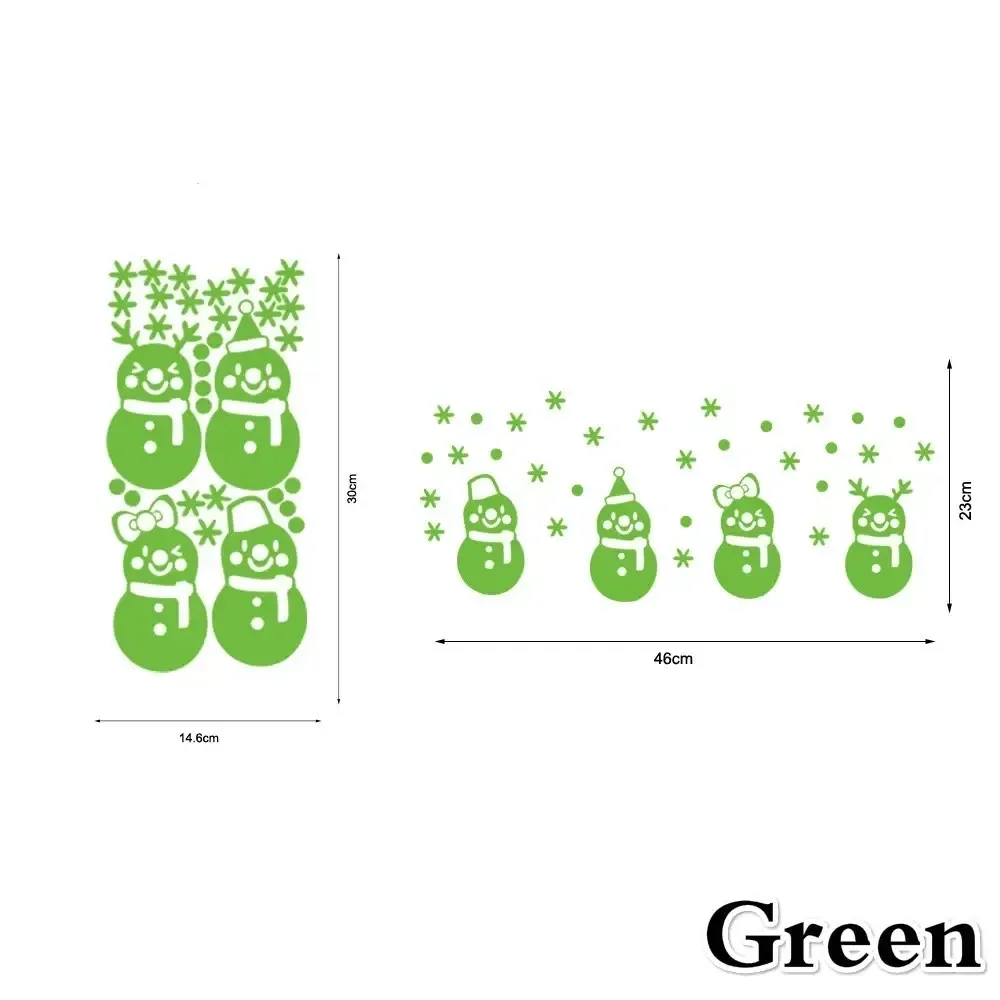 Новорічні наклейки на вікна фосфорні Сніговики 146 на 300 мм салатовий Київ - фото 5