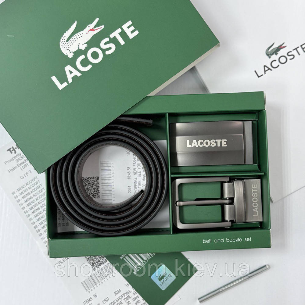 Мужской набор, ремень с двумя пряжками Lacoste (989) Киев - изображение 6