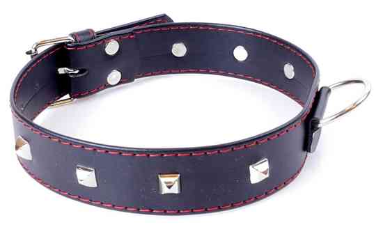 Ошейник из искуственной кожи с металлическими заклепками Fetish Boss Series - Collar with studs Red Line, Sex Aura Киев