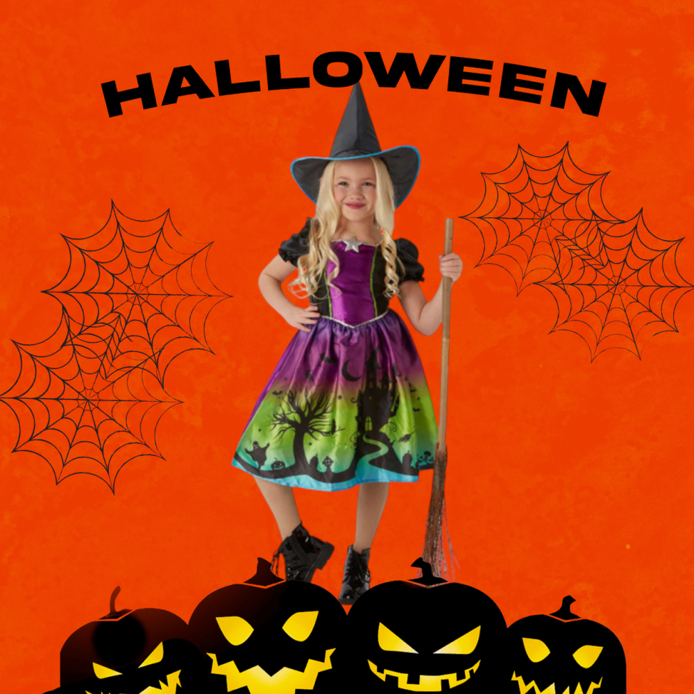 Дитяча сукня з капелюшком Відьма на Хелловін розмір М 7-10 років фіолетово-зелене Київ - фото 1