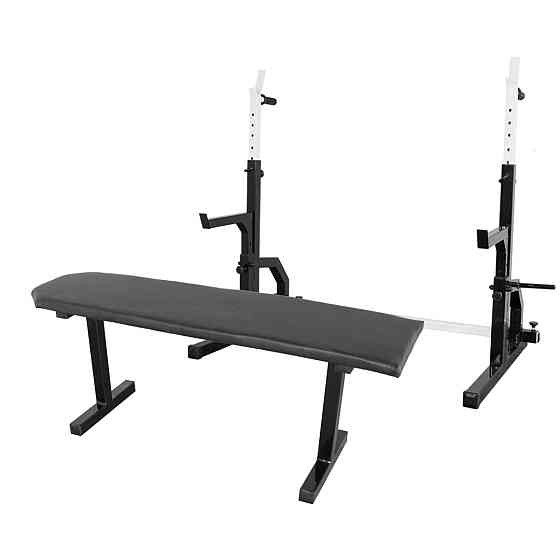 Скамья горизонтальная для жима + Стойки со страховкой 40 на 40 мм, брусьями и штырями для блинов Киев