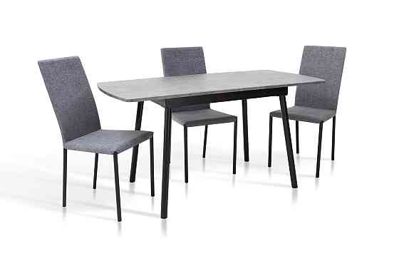 Стіл Соло 110(+35)*70 чорний метал/мрамор темн Київ