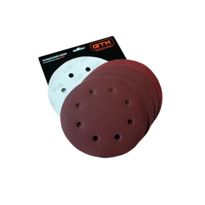 Наждачний папір GTM круг з отворами 180мм Р-80, липучка, 5шт. (SZS180L P80) Вінниця - фото 1