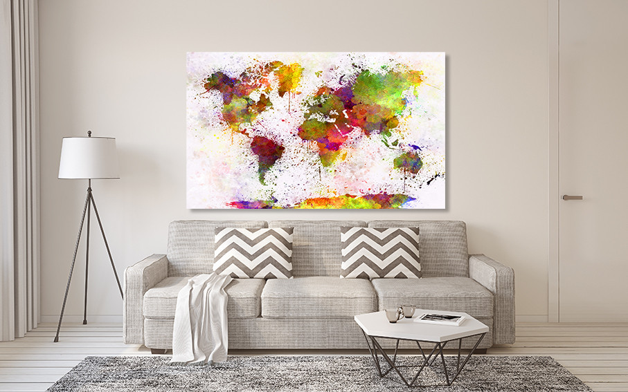 Картина полотно у вітальню / спальню   Мапа Світу     MLP_259 ( 60х30см ) 80x120 см Київ - фото 2