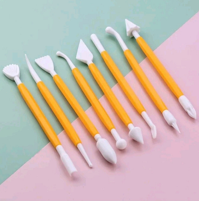 Ножи для мастики набор 8 штук 15 см оранжево-белый Киев - изображение 1