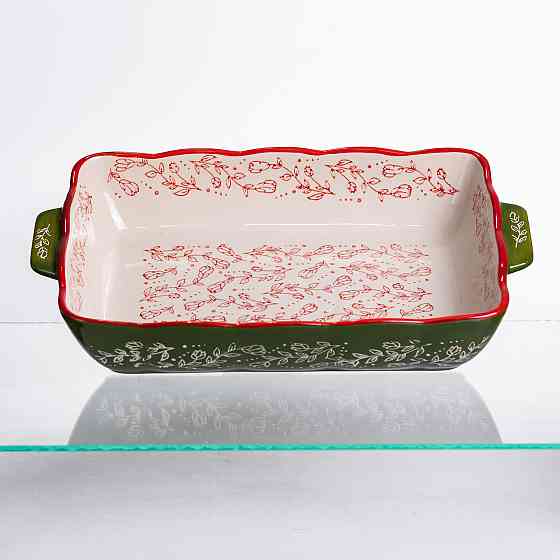 Yiwu Форма для запікання Vintage 33×21×5.5 (см) прямокутна з ручками Зелена HM05-11 Коломия