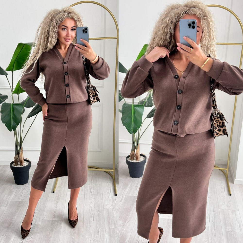 Женский невероятный костюм кардиган+юбка ангора вязка на трикотаже Шоколад, 52/54 Одесса - изображение 10