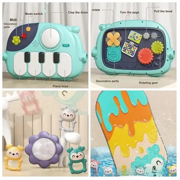 Детские ходунки 3в1 с музыкальным бизибордом, пианино с подсветкой и развивающим ковриком Коломия - фото 4