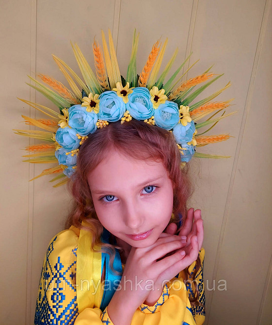 Віночок з колосками та стрічками Обідок обруч з квітами "Колоски середній" Кривий Ріг - фото 3