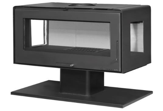 Піч-камін на дровах Hosseven 5071 P 10 кВт панорамна три скла на витонченій ніжці-підставці сталева буржуйка з шамотом Тернопіль - фото 1