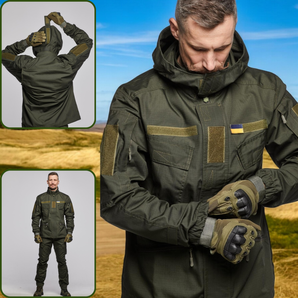Чоловіча армійська літня куртка хакі рип стоп, вітрозахисна польова штурмова куртка з капюшоном S Львів - фото 1