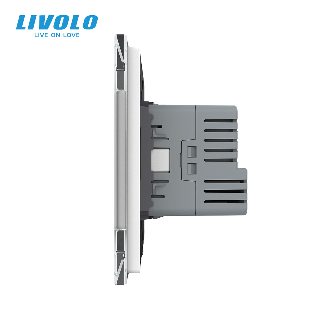 Електрична розетка з USB Type-C 18Вт для зарядки, з заземленням, LIVOLO, сіра, скляна рамка, 250В 16А (VL-C7CTF16A.UC18W-2IP) Коломыя - изображение 7