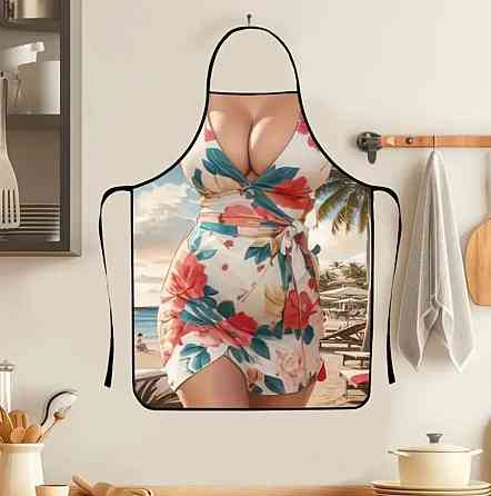 Фартух прикольний дівчина в сукні з квітками 80 на 60 см різнобарвний Київ