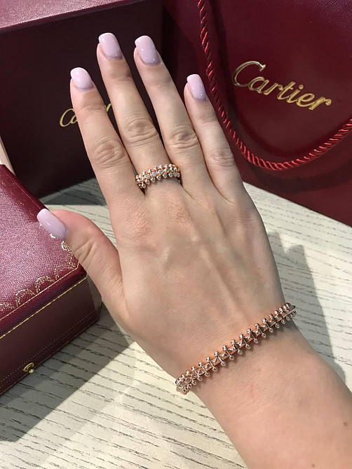 Cartier Комплект: браслет зубчики та кільце зубчики в рожевому золоті/Малюнок браслет і кільце Одеса - фото 2