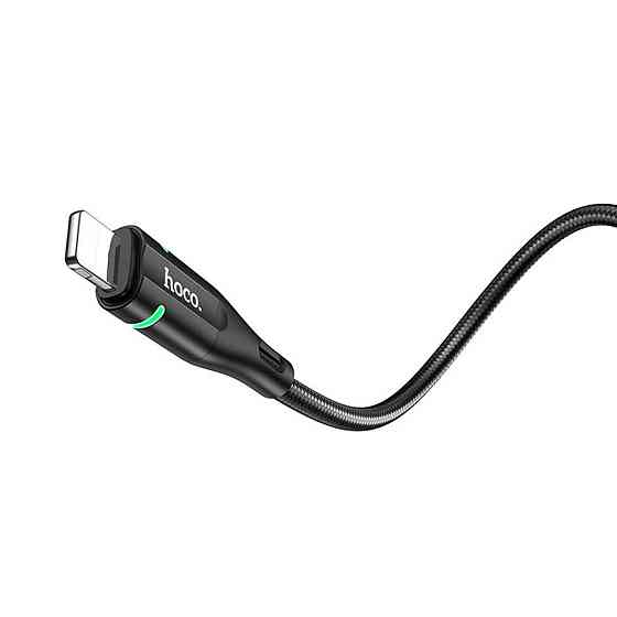 Кабель HOCO U93 USB - Lightning 2.4A, 1.2m, нейлон, алюминиевые разъемы, light indicator, цвет черный Одесса