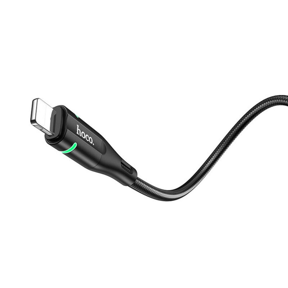 Кабель HOCO U93 USB - Lightning 2.4A, 1.2m, нейлон, алюминиевые разъемы, light indicator, цвет черный Одесса - изображение 4