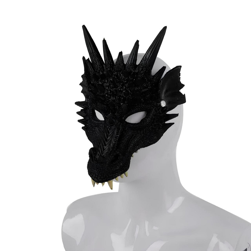Черная маска дракона RESTEQ из полиуретановой пены, универсальная маска Dragon для взрослых и детей Киев - изображение 2