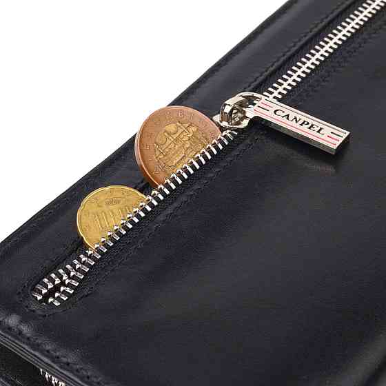 Практичне портмоне клатч із натуральної гладкої шкіри CANPELLINI 21540 Чорне Київ