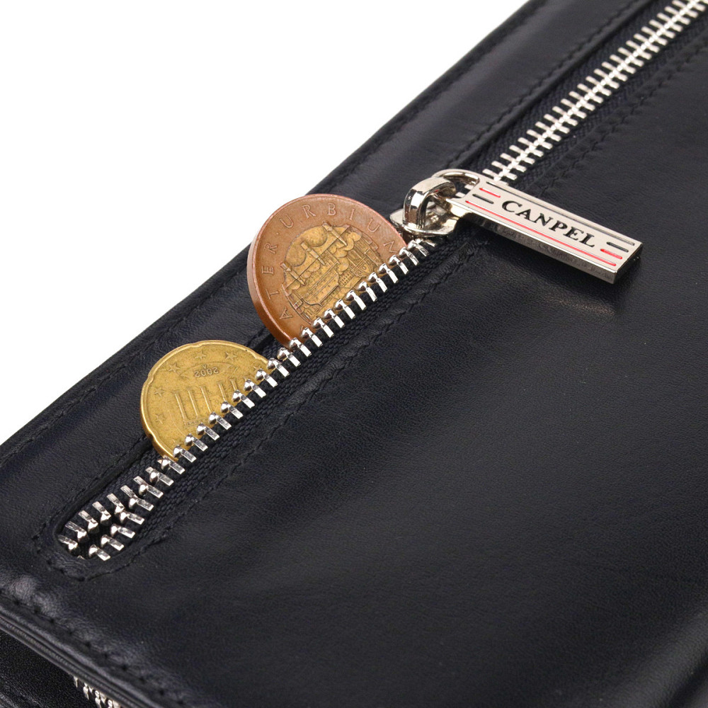 Практичне портмоне клатч із натуральної гладкої шкіри CANPELLINI 21540 Чорне Київ - фото 4