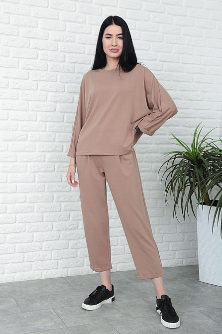 Прогулянковий костюм вільного крою "Lamark" оптом | Розпродаж моделі Капучіно, 42-44 Київ - фото 2