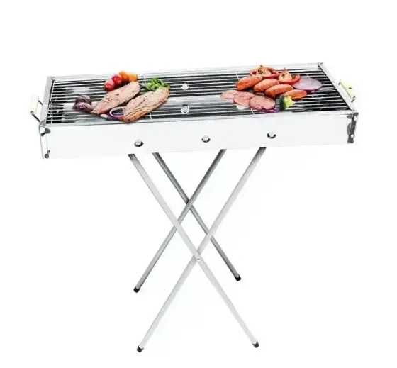 Переносной мангал барбекю гриль BARBECUE TRAY 770SS MD-008 70х30х70 см с решеткой, портативный металлический мангал Коломыя