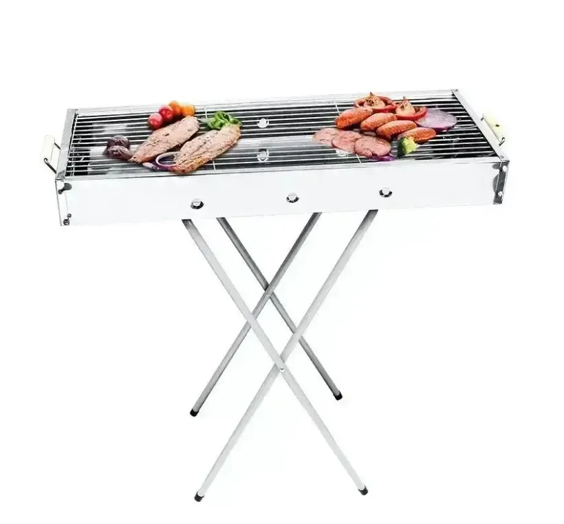 Переносной мангал барбекю гриль BARBECUE TRAY 770SS MD-008 70х30х70 см с решеткой, портативный металлический мангал Коломыя - изображение 1