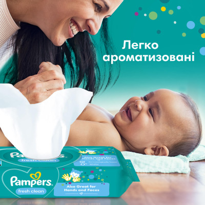 Дитячі вологі серветки Pampers Fresh Clean 52 шт (8001841041360) Вінниця - фото 7
