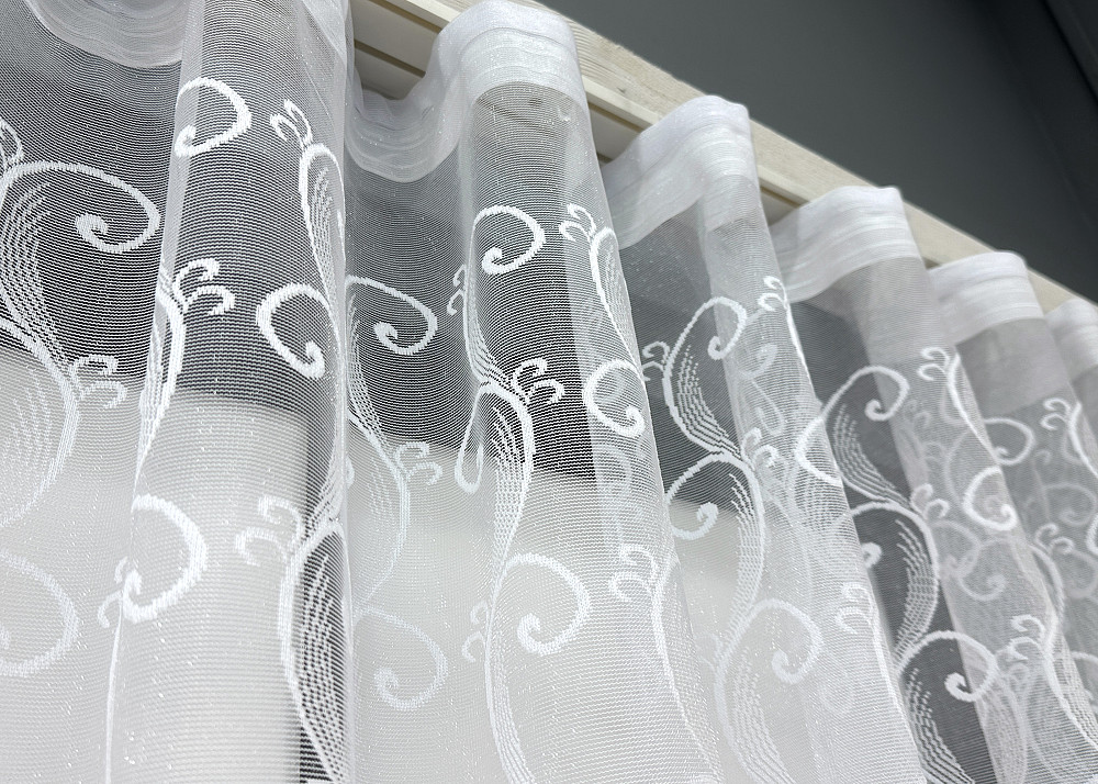 Коротка тюль, висота 1,6 м., жакард колір білий 1780т Київ - фото 7