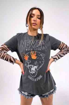 Футболка жіноча з принтом  46 Сіра 2664085012 Дніпро