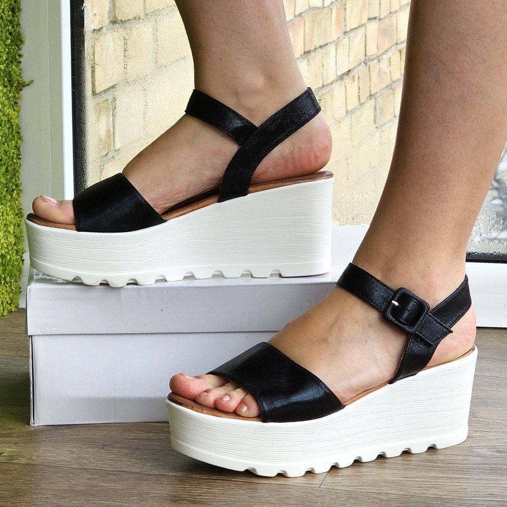 Жіночі Босоніжки на Танкетці Сандалії на платформі Чорні Літні (розміри: 36,37,38,39,40) — 200 Дніпро - фото 10