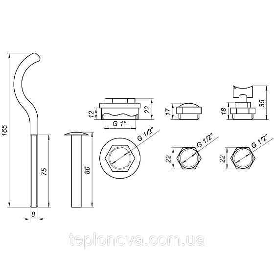Комплект футорок секційного радіатора CRISTAL NR-2013 1/2| з 2-кронштейнами (HT 405) Чернівці
